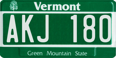 VT license plate AKJ180