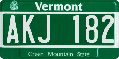 VT license plate AKJ182