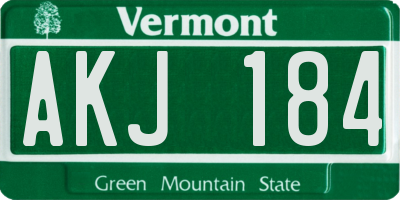 VT license plate AKJ184
