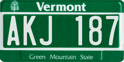 VT license plate AKJ187