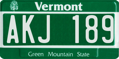 VT license plate AKJ189
