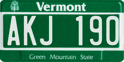 VT license plate AKJ190