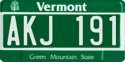 VT license plate AKJ191