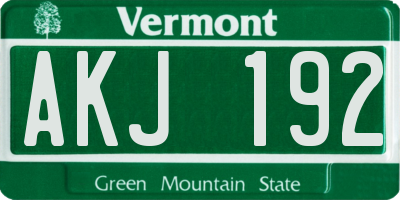 VT license plate AKJ192