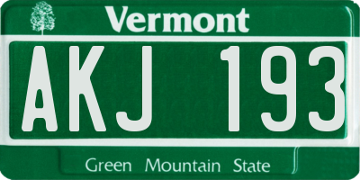 VT license plate AKJ193