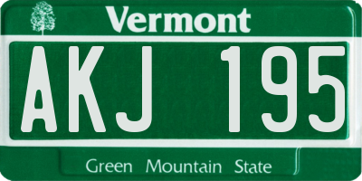VT license plate AKJ195