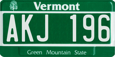 VT license plate AKJ196