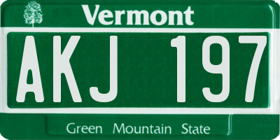 VT license plate AKJ197