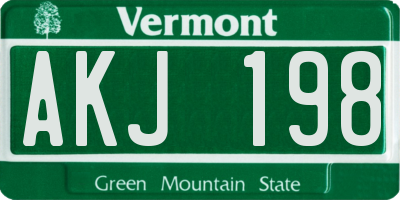 VT license plate AKJ198