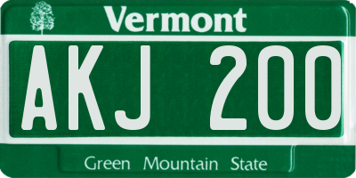 VT license plate AKJ200