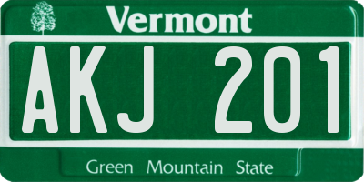 VT license plate AKJ201