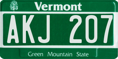 VT license plate AKJ207