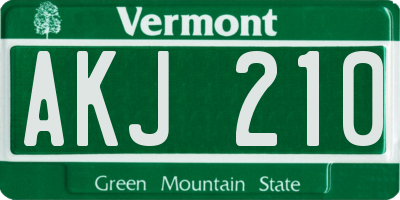 VT license plate AKJ210