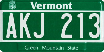 VT license plate AKJ213