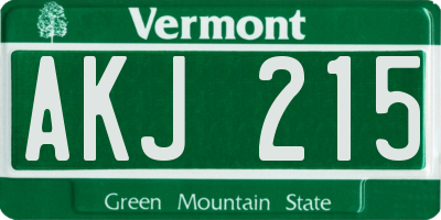 VT license plate AKJ215