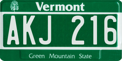 VT license plate AKJ216