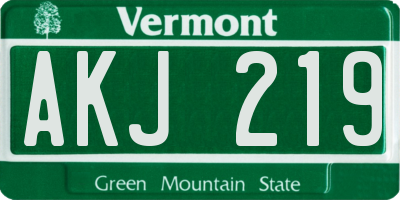 VT license plate AKJ219
