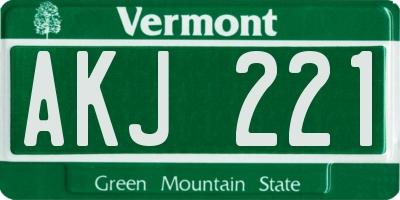 VT license plate AKJ221