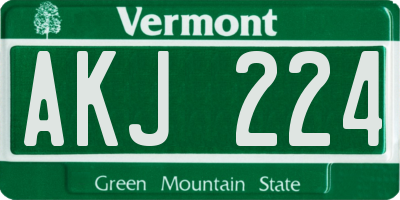 VT license plate AKJ224