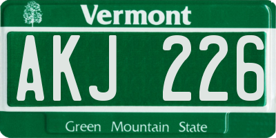 VT license plate AKJ226