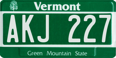 VT license plate AKJ227