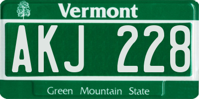 VT license plate AKJ228