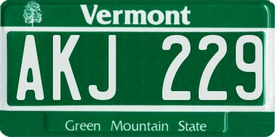 VT license plate AKJ229