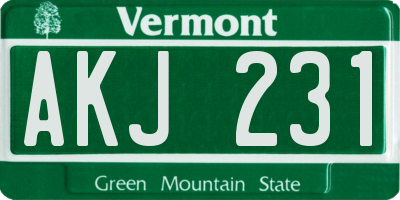 VT license plate AKJ231