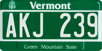 VT license plate AKJ239