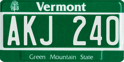 VT license plate AKJ240