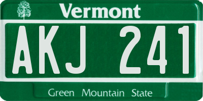 VT license plate AKJ241