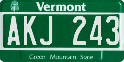 VT license plate AKJ243