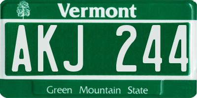 VT license plate AKJ244