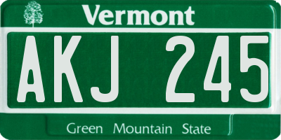 VT license plate AKJ245