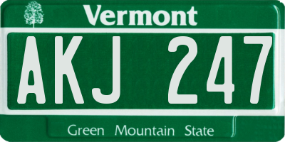 VT license plate AKJ247