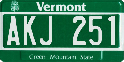 VT license plate AKJ251