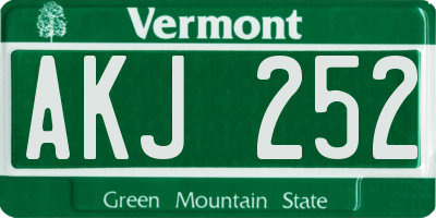 VT license plate AKJ252