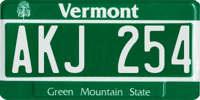VT license plate AKJ254