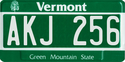 VT license plate AKJ256