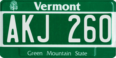 VT license plate AKJ260