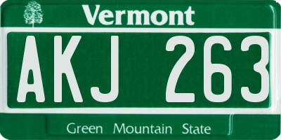 VT license plate AKJ263