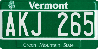 VT license plate AKJ265