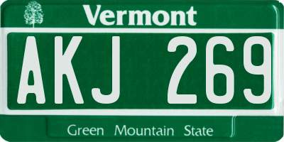 VT license plate AKJ269
