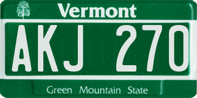 VT license plate AKJ270