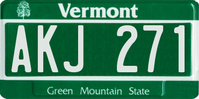 VT license plate AKJ271