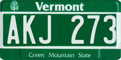 VT license plate AKJ273