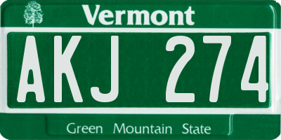 VT license plate AKJ274