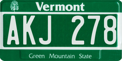 VT license plate AKJ278