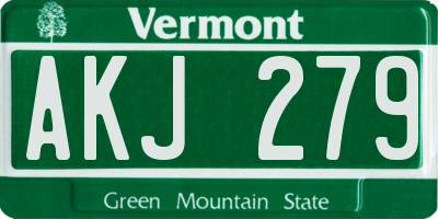 VT license plate AKJ279