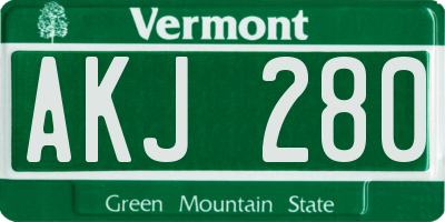 VT license plate AKJ280